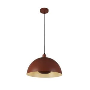 Ceiling Pendants - Searchlight Mars 1LT Pendant Burnt Orange Metal & Cream Inner 25cm (35410OR)