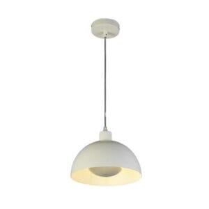Ceiling Pendants - Searchlight Mars 1LT Pendant Matt Cream Metal & Cream Inner 40cm (35411CR)