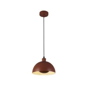 Ceiling Pendants - Searchlight Mars 1LT Pendant Burnt Orange Metal & Cream Inner 40cm (35411OR)