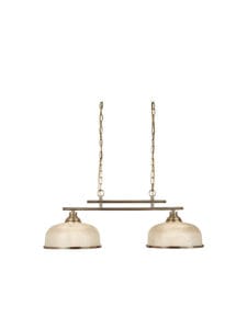 Ceiling Pendants - Searchlight Bistro II 2Lt Pendant Antique Brass & Holophane Style Glass (3592-2AB)