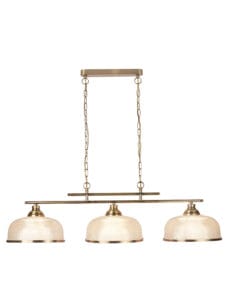 Ceiling Pendants - Searchlight Bistro II 3Lt PendantAntique Brass & Holophane Style Glass (3593-3AB)