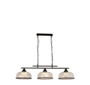 Ceiling Pendants - Searchlight Highworth 3Lt Pendant Black Metal & Holophane Style Glass (3593-3BK)