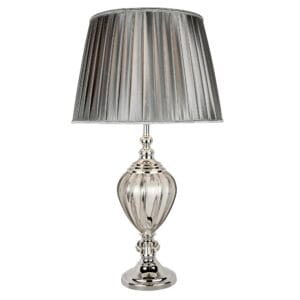 Table Lamps - Searchlight Greyson Table Lamp Chrome Smoked Glass & Pewter Shade (3721CL)