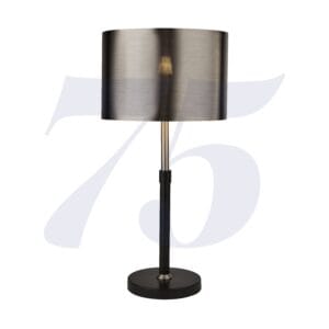 Table Lamps - Searchlight Rachel Table Lamp Black Silver Chrome Metal & Black Shade (3877BK)