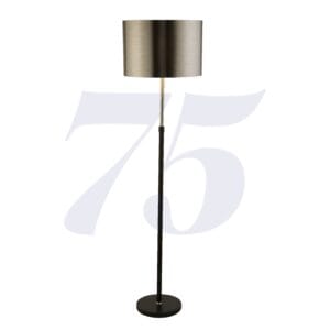 Floor Lamps - Searchlight Rachel Floor Lamp Black Metal Satin Silver & Chrome Shade (3879BK)