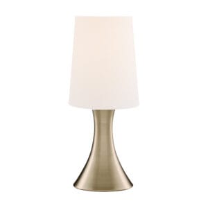 Table Lamps - Searchlight Touch Table Lamp Antique Brass Metal & Cream Fabric Shade (3922AB)