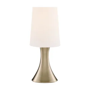 Searchlight Touch Table Lamp Antique Brass Metal & Cream Fabric Shade
