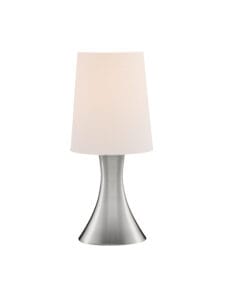 Table Lamps - Searchlight Touch Table Lamp Satin Silver Metal & White Fabric Shade (3922SS)
