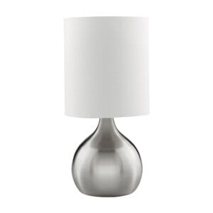 Table Lamps - Searchlight Touch Table Lamp Satin Silver Metal & Ivory Fabric Shade (3923SS)