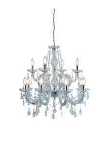 Ceiling Pendants - Searchlight Marie Therese 12Lt Chandelier Chrome Metal & Clear Acrylic (399-12)