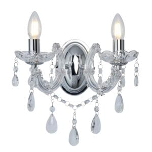 Wall Lighting - Searchlight Marie Therese 2Lt Wall Light Chrome Metal & Clear Acrylic (399-2)