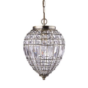 Ceiling Pendants - Searchlight Pineapple Pendant Antique Brass Metal & Glass (3991AB)