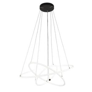Ceiling Pendants - Searchlight Revolve 3Lt Ring Pendant Black Metal & Opal Tubes (40176-3BK)
