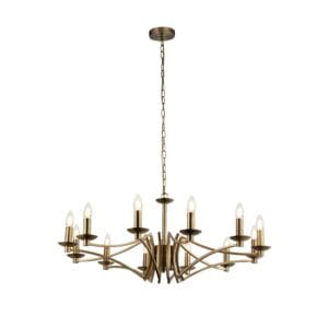 Ceiling Pendants - Searchlight Ascot 12Lt Pendant Antique Brass Metal (41312-12AB)