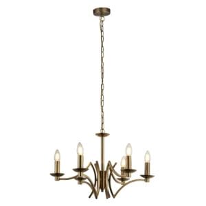 Ceiling Pendants - Searchlight Ascot 6Lt Pendant Antique Brass Metal (41312-6AB)