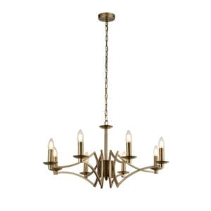 Ceiling Pendants - Searchlight Ascot 8Lt Pendant Antique Brass Metal (41312-8AB)