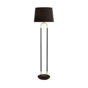 Floor Lamps - Searchlight Jazz Floor Lamp Black Satin Brass Metal & Black Velvet (41432SB)