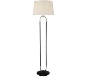 Floor Lamps - Searchlight Jazz Floor Lamp Black Satin Silver Metal & White Velvet (41432SS)