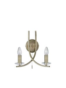 Wall Lighting - Searchlight Ascona 2Lt Wall Light Antique Brass Metal & Glass (4162-2AB)
