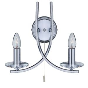 Wall Lighting - Searchlight Ascona 2Lt Wall Light Chrome Metal & Glass (4162-2CC)
