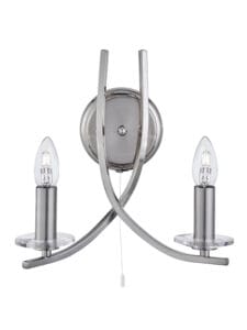 Wall Lighting - Searchlight Ascona 2Lt Wall Light Satin Silver & Clear Glass Sconces (4162-2SS)