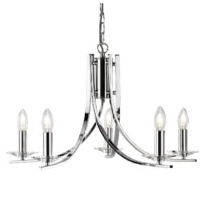 Ceiling Pendants - Searchlight Ascona 5Lt Pendant Chrome Metal & Glass (4165-5CC)