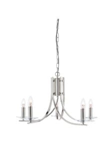 Ceiling Pendants - Searchlight Ascona 5Lt Pendant Satin Silver & Clear Glass Sconces (4165-5SS)
