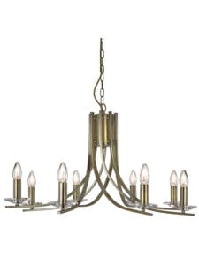 Ceiling Pendants - Searchlight Ascona 8Lt Pendant Antique Brass Metal & Glass (4168-8AB)