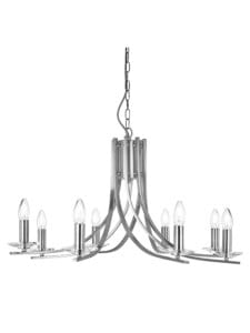 Ceiling Pendants - Searchlight Ascona 8Lt Pendant Satin Silver & Clear Glass Sconces (4168-8SS)