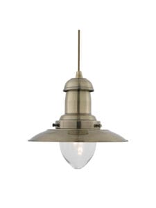 Ceiling Pendants - Searchlight Fisherman Pendant Antique Brass Metal & Glass (4301AB)