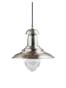 Ceiling Pendants - Searchlight Fisherman Pendant Satin Silver Metal & Glass (4301SS)