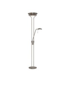 Floor Lamps - Searchlight Mother & Child Floor Lamp Satin Silver Metal & Glass (4329SS)