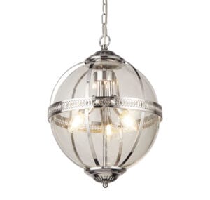 Ceiling Pendants - Searchlight Coronet 3Lt Pendant Chrome Metal & Glass (44213-3CC)