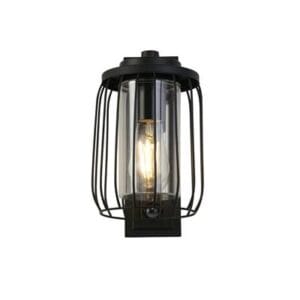 Wall Lighting - Searchlight Reed 1Lt Wall Light with PIR Black Metal and PC Shade (44610BK-PIR)
