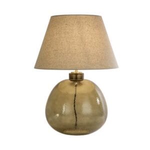 Table Lamps - Searchlight Zenith 1Lt Table Lamp Green Glass with Natural Linen Shade (44651GR)