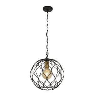 Ceiling Pendants - Searchlight Finesse Pendant Black & Gold Metal (4511-1BK)