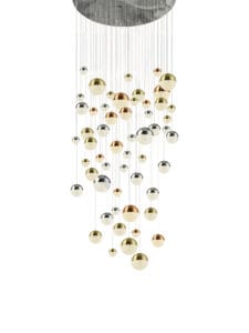 Ceiling Pendants - Searchlight Planets 55Lt MultiDrop Copper Chrome & Satin Brass (4555-55)