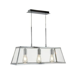 Ceiling Pendants - Searchlight Voyager 3Lt Bar Pendant Chrome Metal & Glass (4613-3CC)