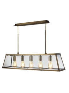 Ceiling Pendants - Searchlight Voyager 5Lt Bar Pendant Antique Brass Metal & Glass (4614-5AB)