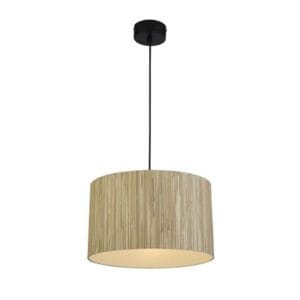 Ceiling Pendants - Searchlight Meadow 1Lt Pendant convertible to Flush Natural Grass Shade (49711BK)