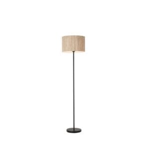 Floor Lamps - Searchlight Meadow 1Lt Floor Lamp Natural Grass Shade and Black Metal (49713BK)
