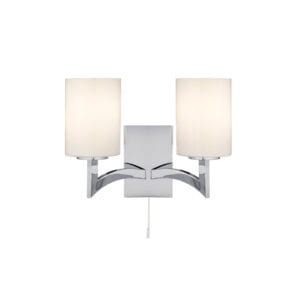 Wall Lighting - Searchlight Gina 2Lt Wall Light Chrome & White Glass Shades (4992-2CC)