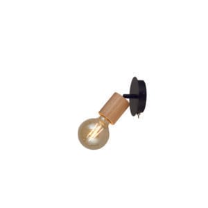 Wall Lighting - Searchlight Spinny Spotlight Wall Light Wood & Matt Black Metal (50211-1NA)
