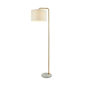 Floor Lamps - Searchlight Gallow Floor LampAntique Gold Metal Marble & White Fabric (5024GO)