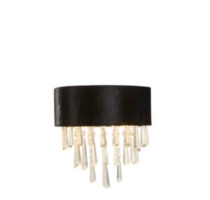 Wall Lighting - Searchlight Glamour 2Lt Wall Light Black Velvet & Clear Crystal (50818-2BK)