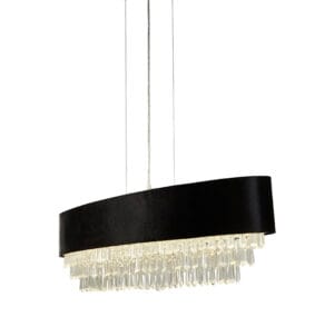 Ceiling Pendants - Searchlight Glamour 8Lt Oval Pendant Black Velvet & Clear Crystal (50818-8BK)