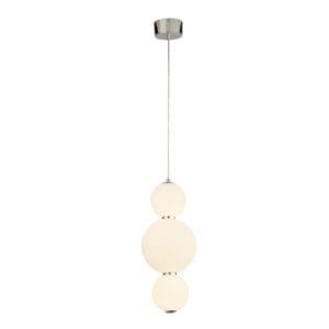 Ceiling Pendants - Searchlight Snowball 3Lt Pendant Chrome Metal & Opal Glass (51022-3CC)