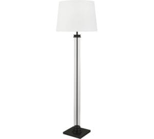Floor Lamps - Searchlight Pedestal Floor Lamp Black Metal Glass & White Fabric Shade (5142BK)