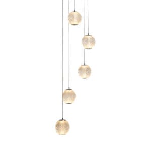 Ceiling Pendants - Searchlight Allure 5Lt MultiDrop Pendant Chrome Metal & Clear Acrylic (51481-5CC)