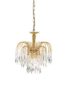 Ceiling Pendants - Searchlight Waterfall 3Lt Pendant Gold Metal & Crystal (5173-3)